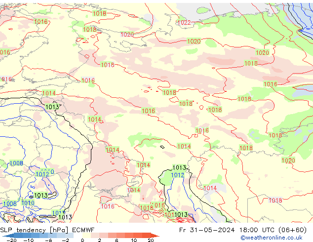 SLP tendency ECMWF Sex 31.05.2024 18 UTC