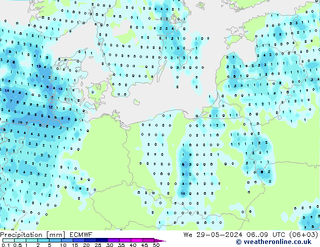 Srážky ECMWF St 29.05.2024 09 UTC