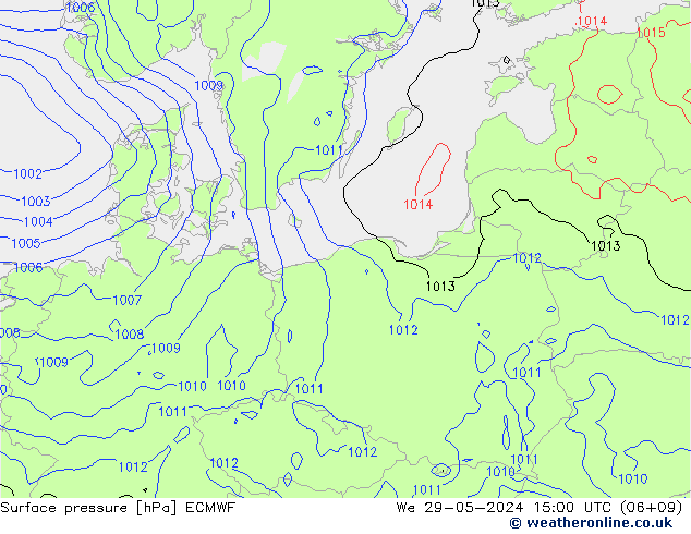 Surface pressure ECMWF We 29.05.2024 15 UTC