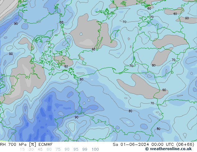 RH 700 hPa ECMWF Sa 01.06.2024 00 UTC