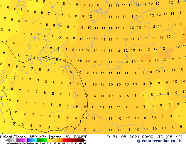 Z500/Rain (+SLP)/Z850 ECMWF Fr 31.05.2024 00 UTC