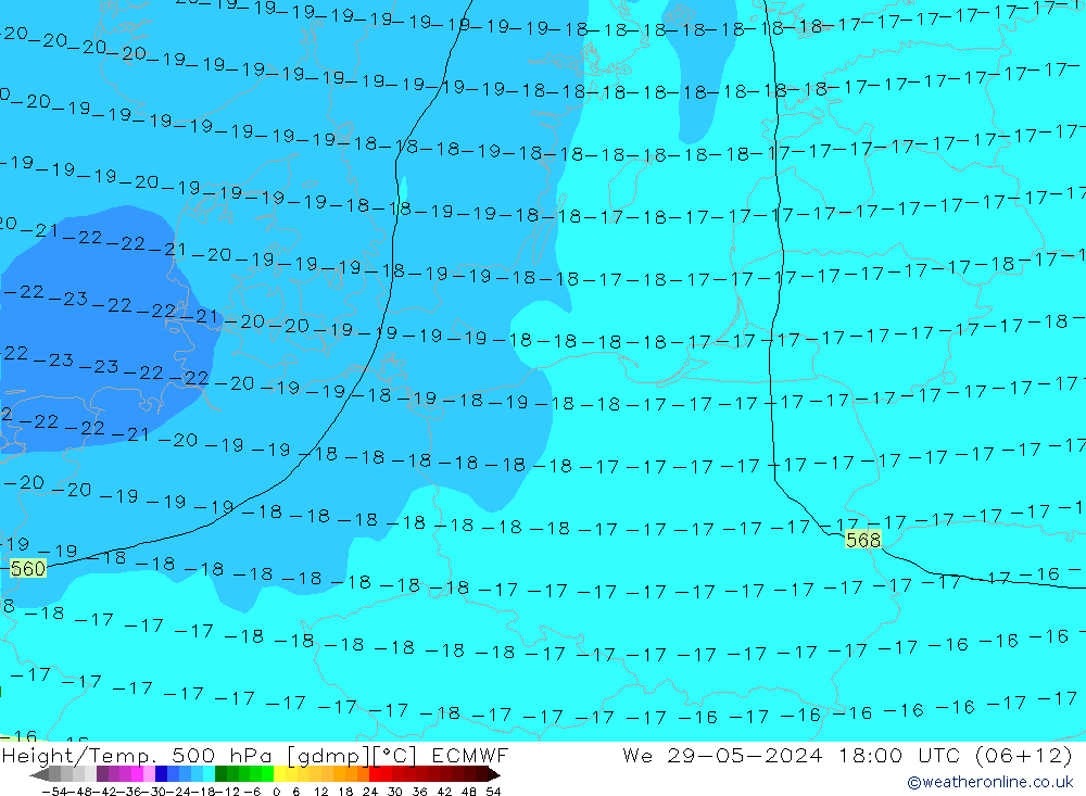 Z500/Rain (+SLP)/Z850 ECMWF We 29.05.2024 18 UTC