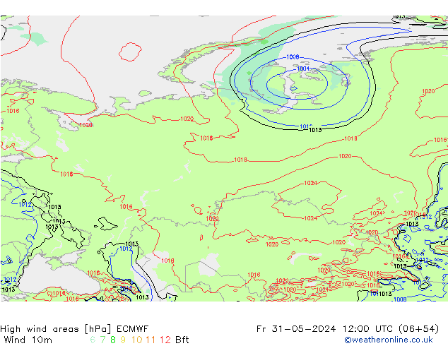 High wind areas ECMWF Sex 31.05.2024 12 UTC