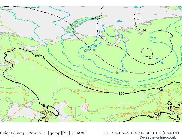 Z500/Rain (+SLP)/Z850 ECMWF Čt 30.05.2024 00 UTC