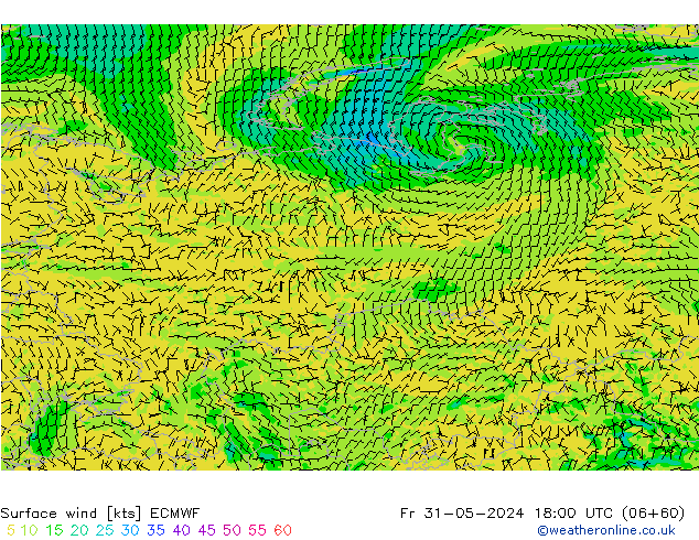 Surface wind ECMWF Fr 31.05.2024 18 UTC