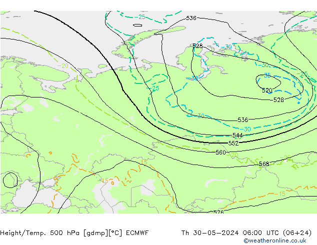 Z500/Regen(+SLP)/Z850 ECMWF do 30.05.2024 06 UTC