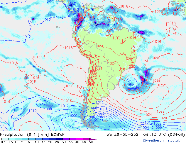 Yağış (6h) ECMWF Çar 29.05.2024 12 UTC