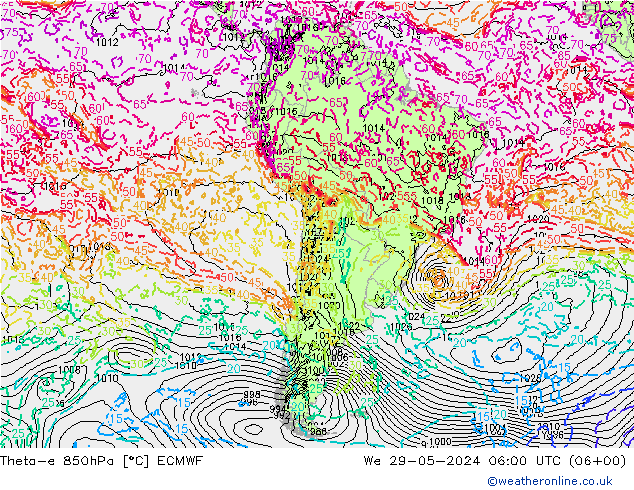 Theta-e 850гПа ECMWF ср 29.05.2024 06 UTC