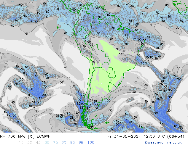 RH 700 hPa ECMWF Fr 31.05.2024 12 UTC