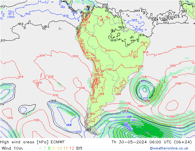 Windvelden ECMWF do 30.05.2024 06 UTC