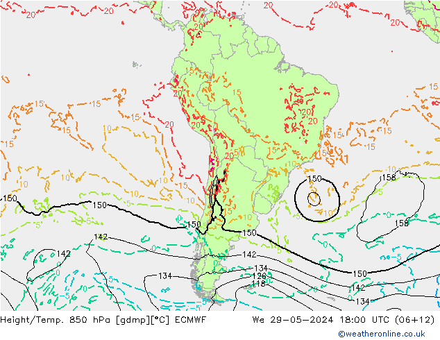 Z500/Rain (+SLP)/Z850 ECMWF We 29.05.2024 18 UTC