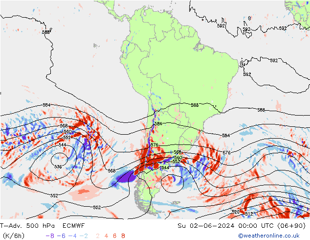 T-Adv. 500 hPa ECMWF Paz 02.06.2024 00 UTC