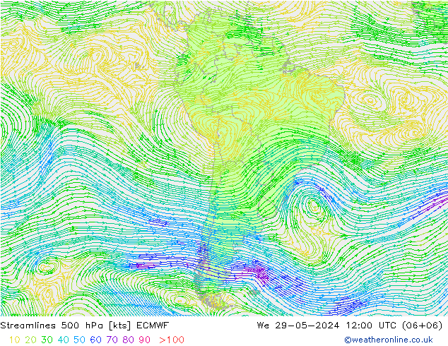 ветер 500 гПа ECMWF ср 29.05.2024 12 UTC