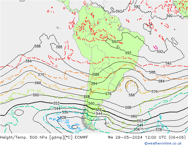 Z500/Rain (+SLP)/Z850 ECMWF St 29.05.2024 12 UTC