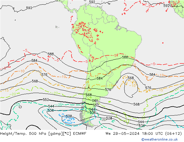 Z500/Rain (+SLP)/Z850 ECMWF We 29.05.2024 18 UTC