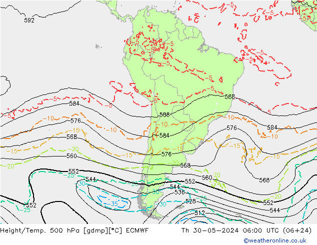 Z500/Rain (+SLP)/Z850 ECMWF чт 30.05.2024 06 UTC