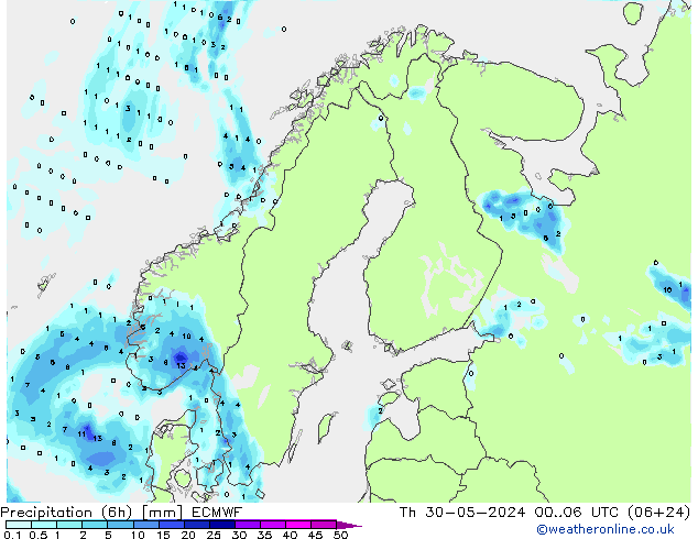 Z500/Rain (+SLP)/Z850 ECMWF  30.05.2024 06 UTC