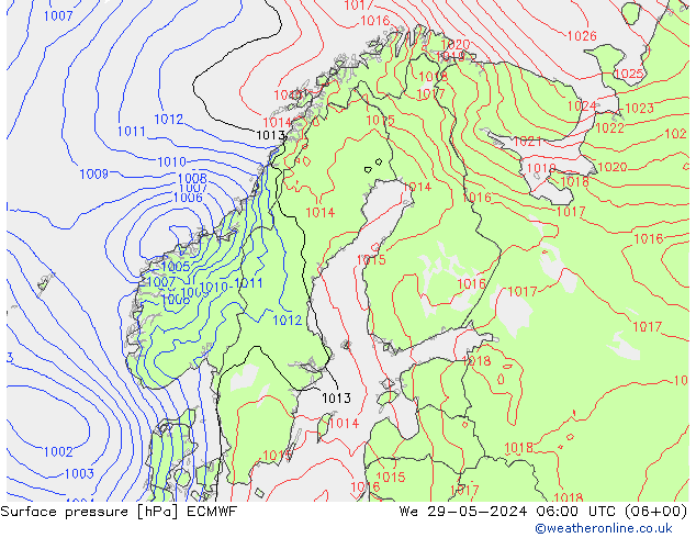 приземное давление ECMWF ср 29.05.2024 06 UTC