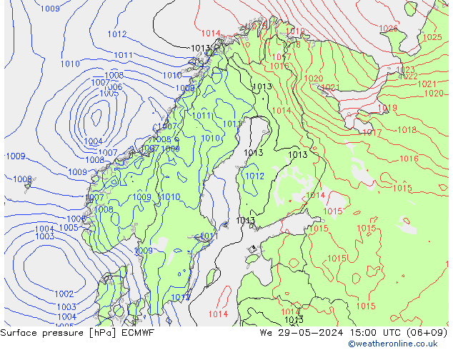 pressão do solo ECMWF Qua 29.05.2024 15 UTC