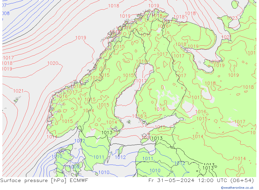 Surface pressure ECMWF Fr 31.05.2024 12 UTC