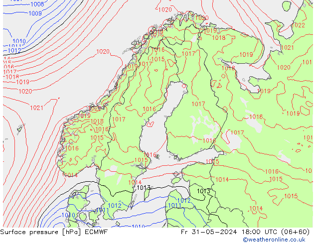 pressão do solo ECMWF Sex 31.05.2024 18 UTC