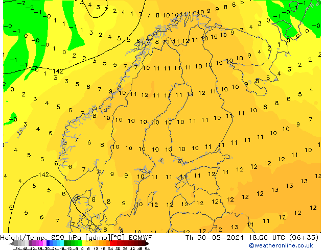 Z500/Yağmur (+YB)/Z850 ECMWF Per 30.05.2024 18 UTC