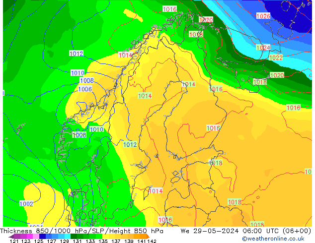 Thck 850-1000 hPa ECMWF St 29.05.2024 06 UTC