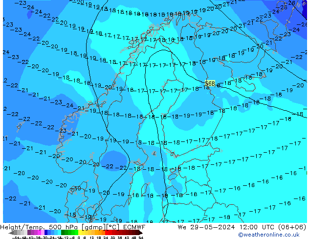 Z500/Rain (+SLP)/Z850 ECMWF  29.05.2024 12 UTC