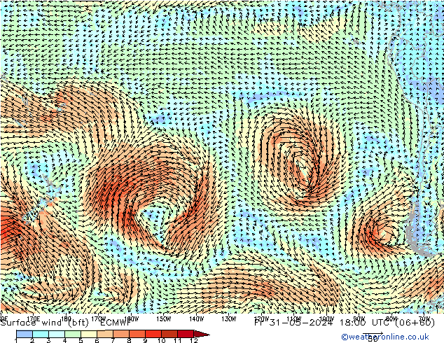 Surface wind (bft) ECMWF Fr 31.05.2024 18 UTC