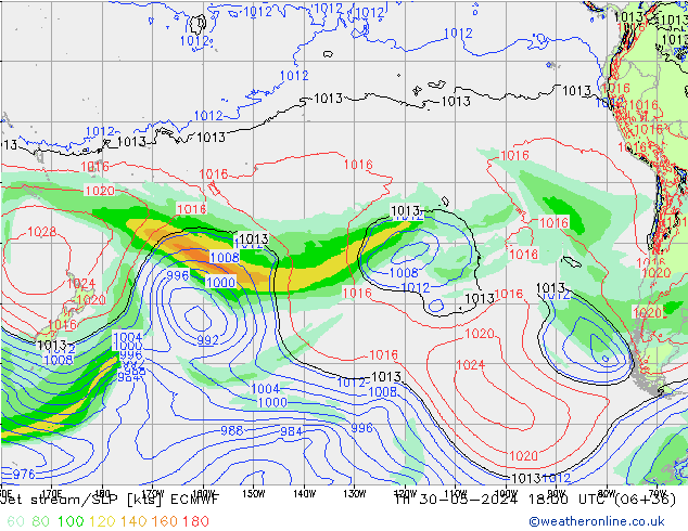 Straalstroom/SLP ECMWF do 30.05.2024 18 UTC