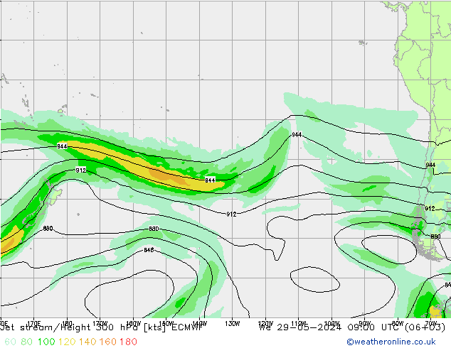 Prąd strumieniowy ECMWF śro. 29.05.2024 09 UTC