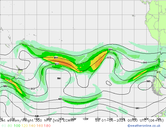 Prąd strumieniowy ECMWF so. 01.06.2024 00 UTC