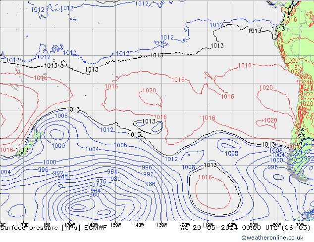 ciśnienie ECMWF śro. 29.05.2024 09 UTC
