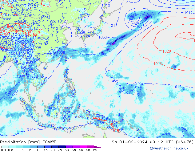 Niederschlag ECMWF Sa 01.06.2024 12 UTC