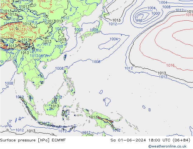 Surface pressure ECMWF Sa 01.06.2024 18 UTC