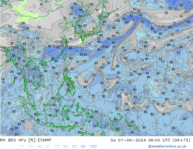 RV 850 hPa ECMWF za 01.06.2024 06 UTC