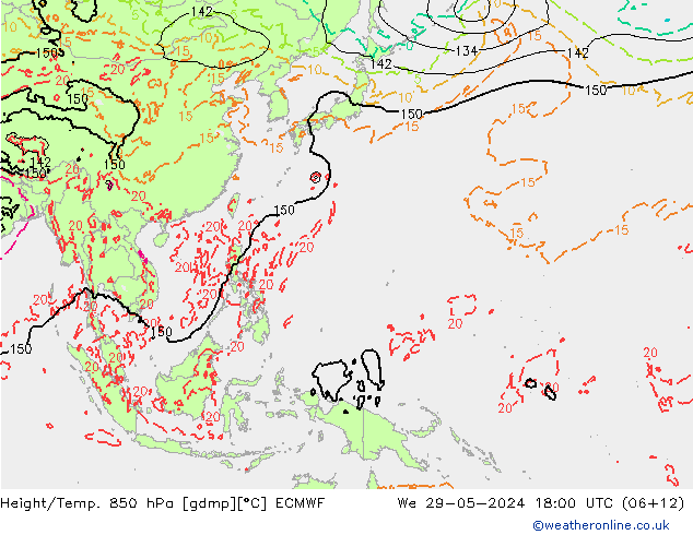 Yükseklik/Sıc. 850 hPa ECMWF Çar 29.05.2024 18 UTC