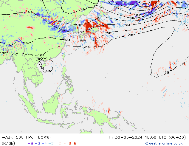 T-Adv. 500 hPa ECMWF Čt 30.05.2024 18 UTC