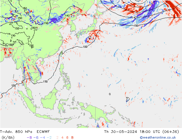 T-Adv. 850 hPa ECMWF jeu 30.05.2024 18 UTC