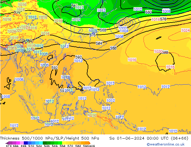 500-1000 hPa Kalınlığı ECMWF Cts 01.06.2024 00 UTC