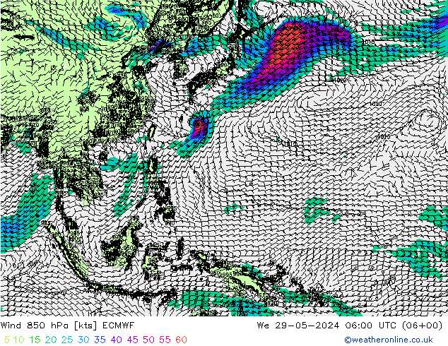 Wind 850 hPa ECMWF We 29.05.2024 06 UTC