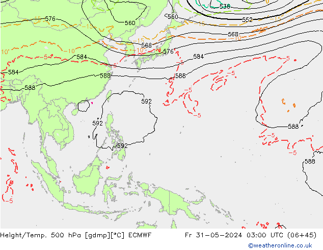 Height/Temp. 500 hPa ECMWF  31.05.2024 03 UTC