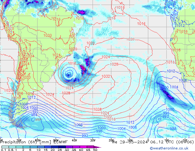 Z500/Rain (+SLP)/Z850 ECMWF We 29.05.2024 12 UTC