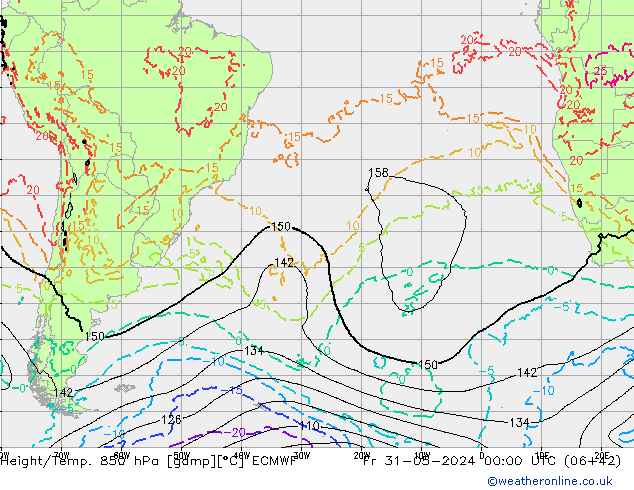 Z500/Rain (+SLP)/Z850 ECMWF Pá 31.05.2024 00 UTC