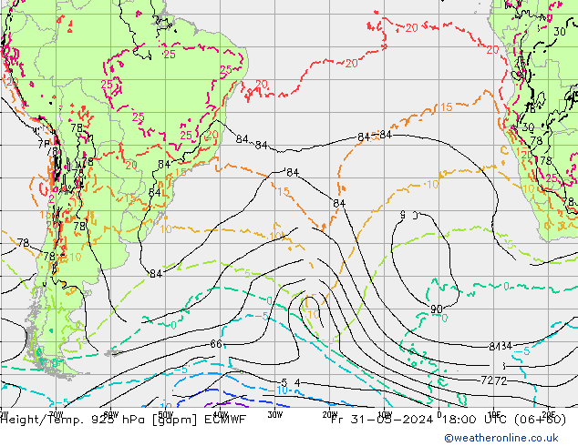 Height/Temp. 925 hPa ECMWF  31.05.2024 18 UTC