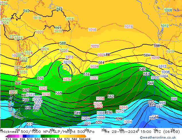 Thck 500-1000hPa ECMWF mer 29.05.2024 15 UTC