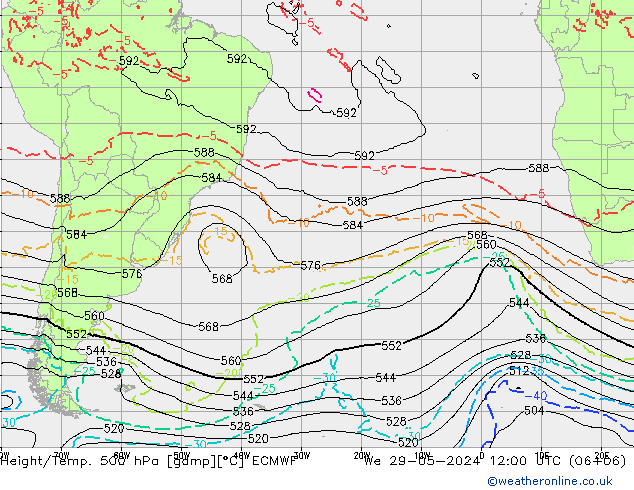 Z500/Rain (+SLP)/Z850 ECMWF We 29.05.2024 12 UTC