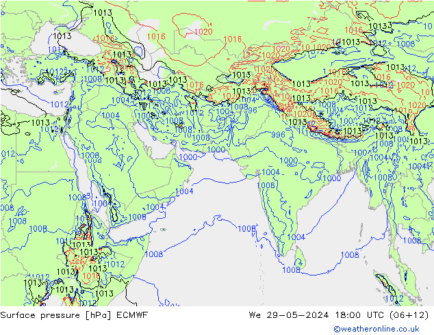 Atmosférický tlak ECMWF St 29.05.2024 18 UTC