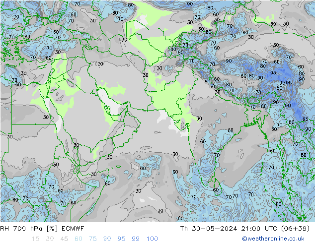 700 hPa Nispi Nem ECMWF Per 30.05.2024 21 UTC