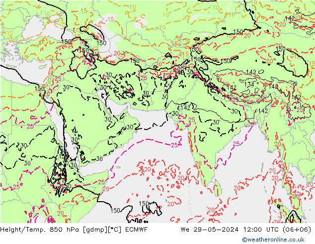 Z500/Rain (+SLP)/Z850 ECMWF St 29.05.2024 12 UTC